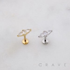 FAIRY TEARDROP MARQUISE CZ THREADLESS (PUSH IN) 316L SURGICAL STEEL LABRET SET